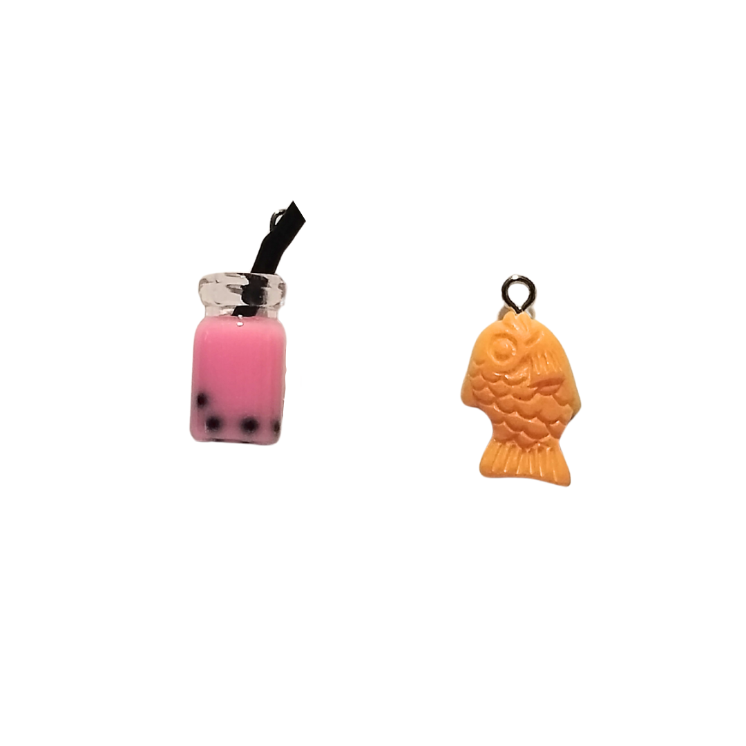 Boba and Taiyaki Fish Phone Charm