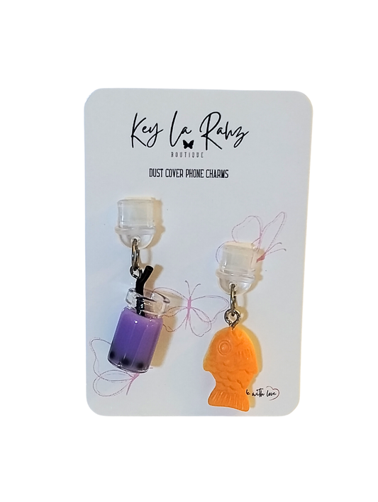 Boba and Taiyaki Fish Phone Charm