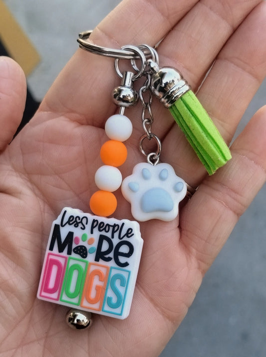 Less People More Dogs Keychain